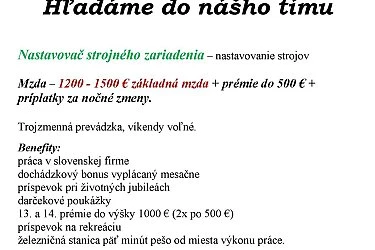 Hľadáme do nášho tímu Hľadáme do nášho tímu